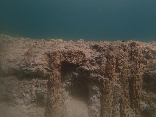 Pfahlbauten unter Wasser (Attersee)
