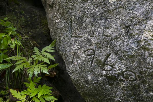 Felsinschrift im Hartelsgraben, Nationalpark Gesäuse