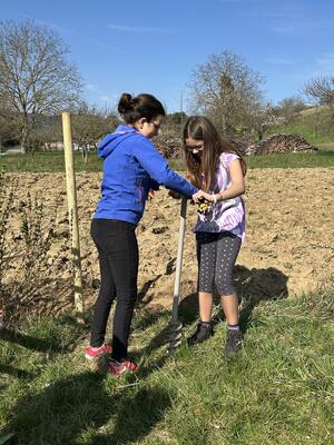 Zwei Frauen benützen den Rächen