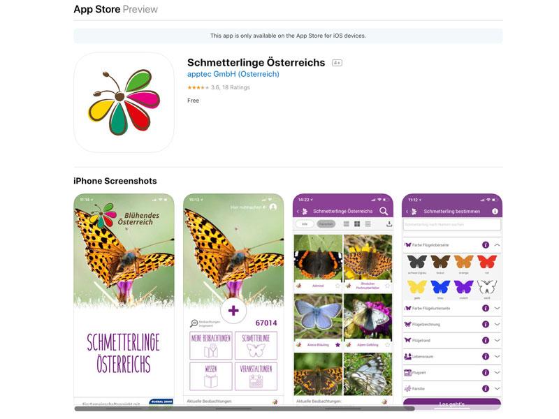 Schmetterlinge Österreichs App