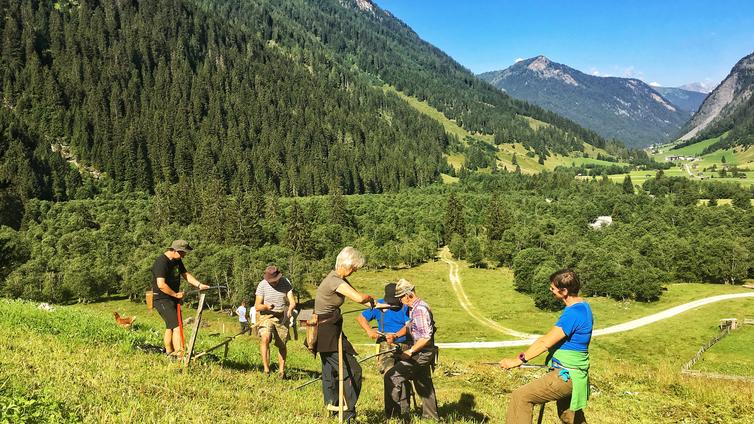 Sensenmähen im Valsertal © Werner Kräutler Sensenmähen beim Grundkurs