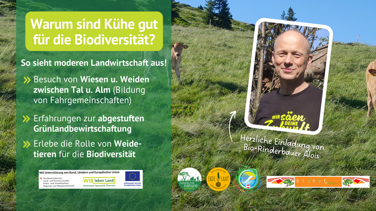 Bildeinladung zum Farming for Nature Bauernhofspaziergang bei Alois Kiegerl