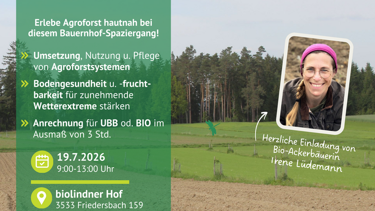 Einladung zum Bauernhof-Spaziergang "Agroforst als Antwort auf den Klimawandel?"