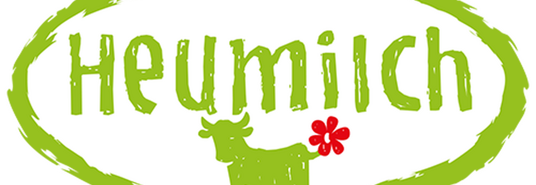 Logo mit Schriftzug Heumilch und Kuh