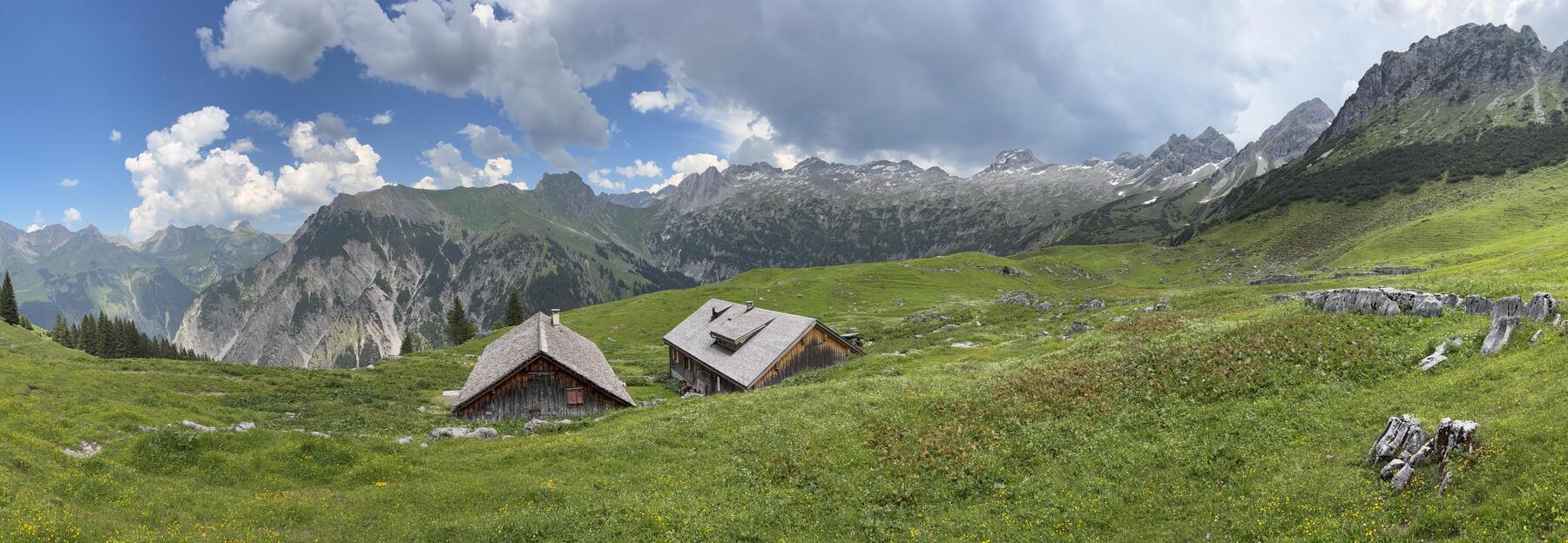 Almlandschaft mit Holzhütte