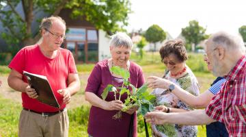 Menschen beim Austausch zu Gartenpflanzen