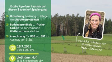 Einladung zum Bauernhof-Spaziergang "Agroforst als Antwort auf den Klimawandel?"