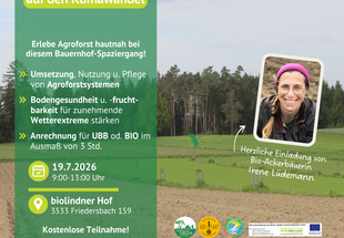 Einladung zum Bauernhof-Spaziergang "Agroforst als Antwort auf den Klimawandel?"